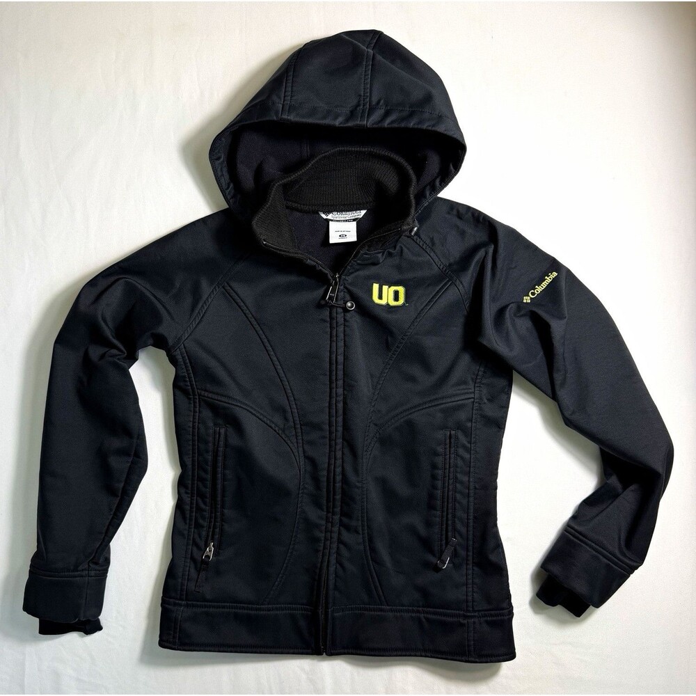 Columbia Women's Black Hooded Full Zip Jacket XS Oregon Ducks Embroidered